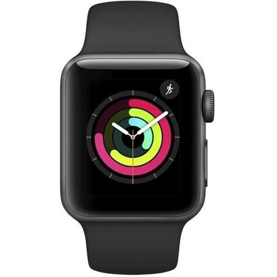 Apple Watch Series 3 GPS - 38mm Boîtier aluminium gris sidéral - bracelet noir (2018) - Reconditionné - Excellent état