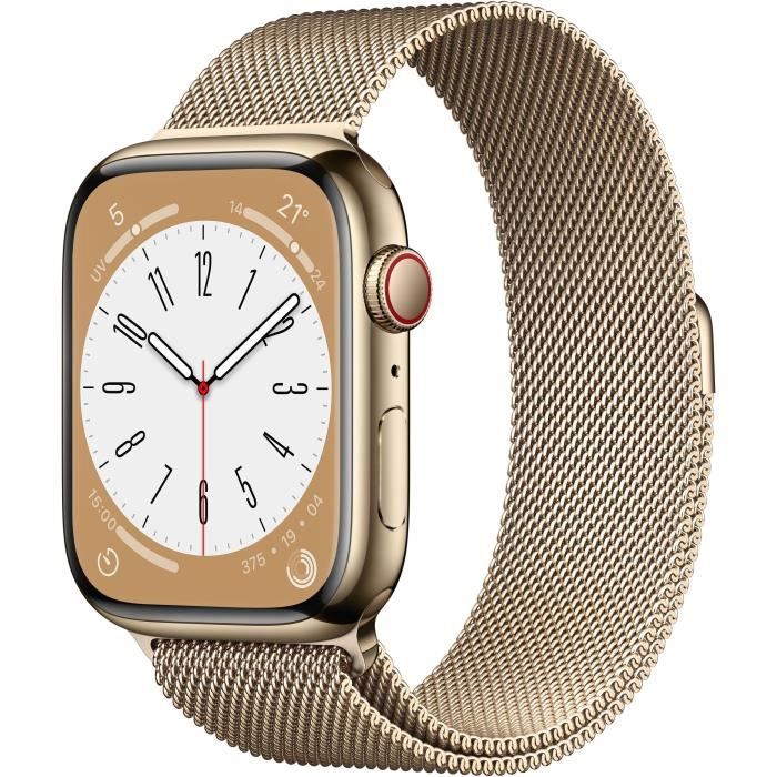 Apple Watch Series 9 GPS + Cellular - 41mm - Boîtier Acier Or - Bracelet  Gold Milanese Loop - Cdiscount Téléphonie