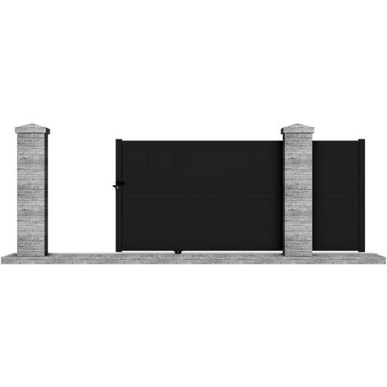 Portail manuel coulissant aluminium Telica 3,5m noir - CLOTURA