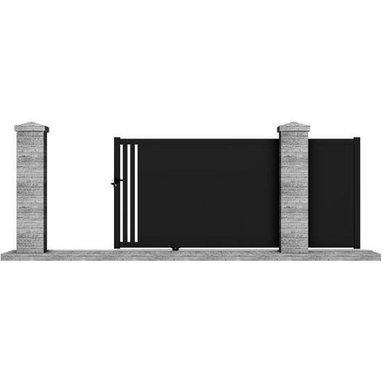 Portail manuel coulissant aluminium Irazu 3,5m noir - CLOTURA
