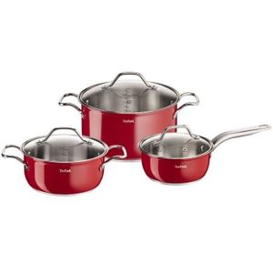 TEFAL INOX INTUITION COLORS Batterie de cuisine 6 pièces B903S374 16-20-24cm - Tous feux dont induction - Rouge TEFAL INOX INTUITION COLORS Batterie de cuisine 6 pièces B903S374 16-20-24cm - Tous feux dont induction - Rouge