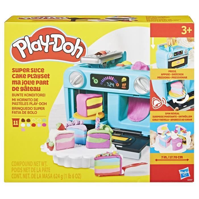 Play-Doh Ma jolie part de gâteau four jouet accessoires de cuisine factices et 11 pots de pâte à modeler dès 3 ans