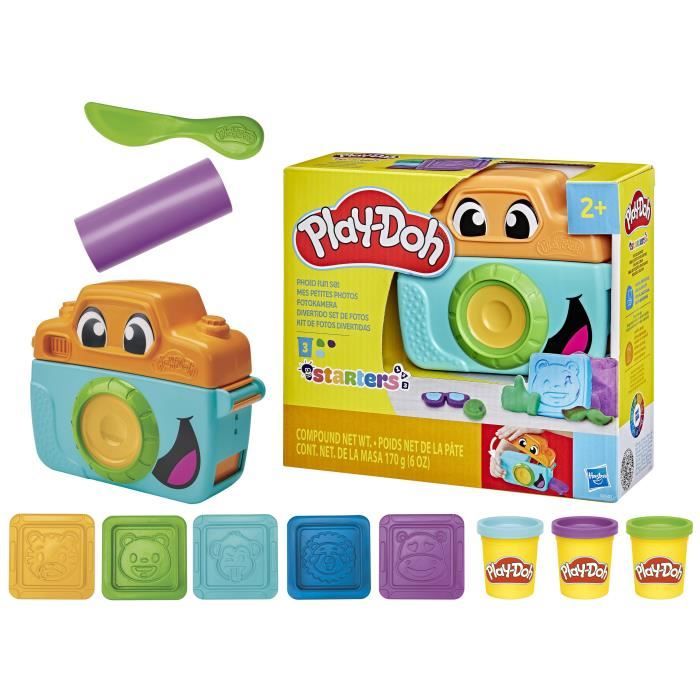 Play-Doh Mes petites photos Starters pâte à modeler caméra factice 7 accessoires et tapis dactivité dès 2 ans