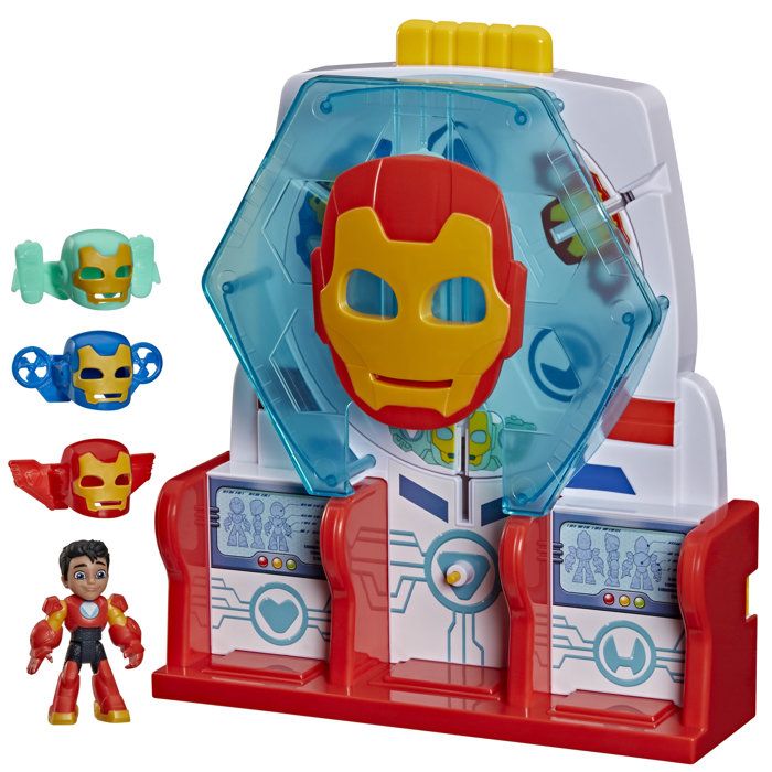 Salle des armures dIron Man figurine de 75 cm et accessoires jouets de super-héros Iron Man et ses Amis Extraordinaires dès 3