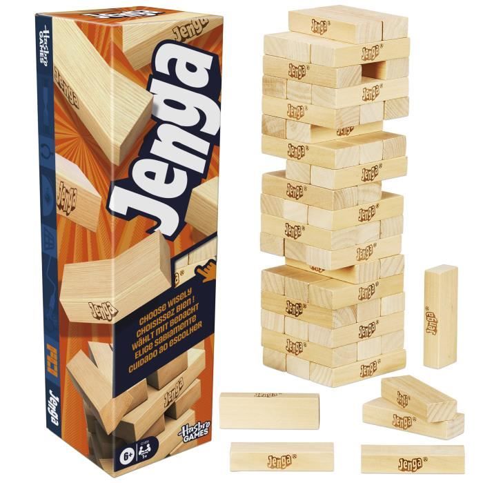 Jenga Jeu de société dambiance Jeu avec dé numérique Hasbro Games Dès 8 ans