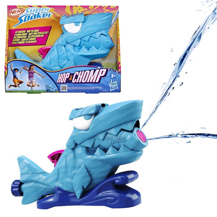 Nerf SOA Hop & Chomp Jets deau mâchoire articulée se raccorde au Tuyau darrosage Nerf Super Soaker dès 3 ans