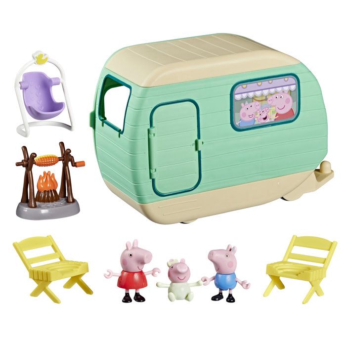 Peppa Pig La caravane des trois petits cochons coffret de 3 figurines avec Bébé Evie jouets préscolaires pour enfants dès