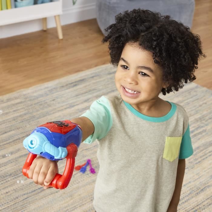 Marvel Spidey Lance-bulles électronique Avec Masque Miles Morales, 3 Baguettes Et Recharge, Dès 3 Ans