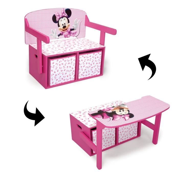 Minnie Bureau Banc Enfant Convertible Avec Rangements Achat Vente Bureau Bebe Enfant Cdiscount