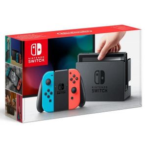 Console Nintendo Switch avec un Joy-Con droit rouge néon et un Joy-Con gauche bleu néon Console Nintendo Switch avec un Joy-Con droit rouge néon et un Joy-Con gauche bleu néon