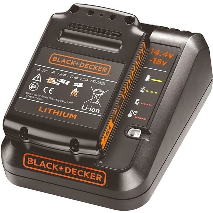 BLACK + DECKER - Chargeur rapide 1A + batterie 18V / 1,5AH