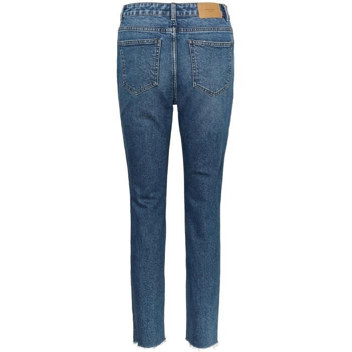 VERO MODA Jean Coupe Droite avec Taille Haute Medium Bleu Denim