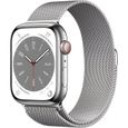 Apple Watch Series 8 GPS + Cellular - 45mm - Boîtier Silver Stainless Steel - Bracelet Silver Milanese Loop-0