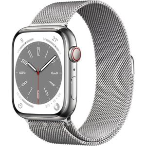 MONTRE CONNECTÉE Apple Watch Series 8 GPS + Cellular - 45mm - Boîtier Silver Stainless Steel - Bracelet Silver Milanese Loop