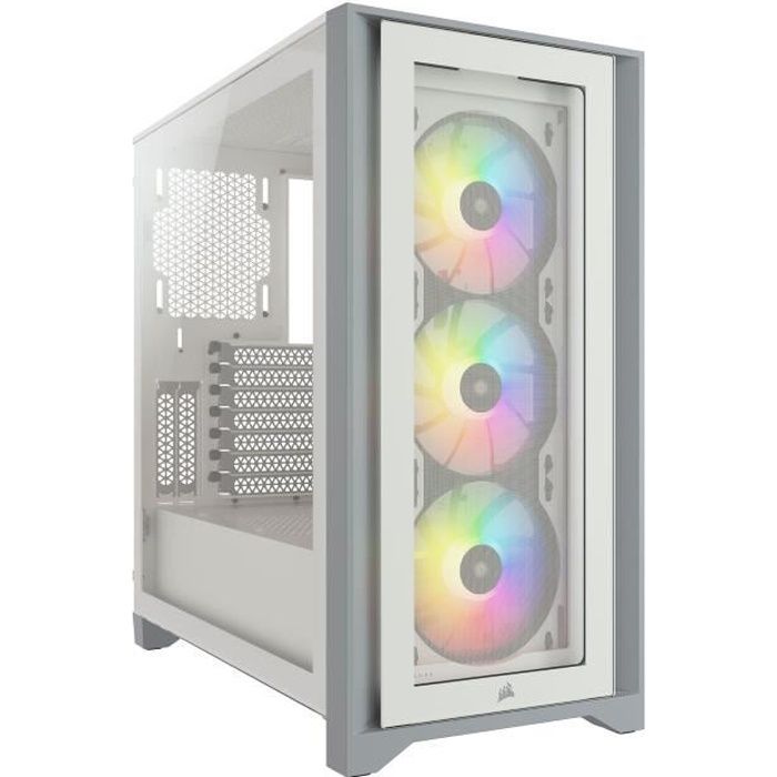 CORSAIR Boîtier PC iCUE 4000X RGB - Moyen Tour - Verre trempé - Blanc (CC9011205WW)