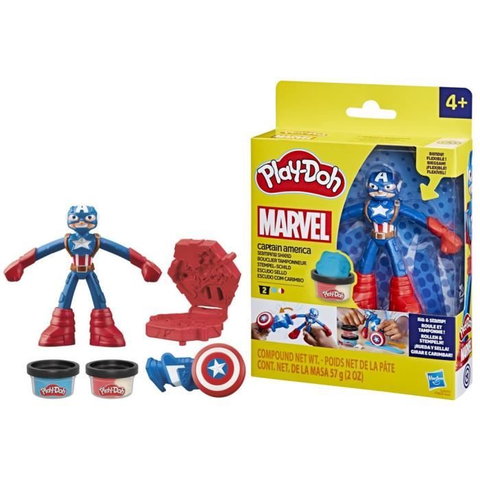Play Doh Captain America coffret Bouclier tamponneur avec figurine flexible accessoires et pâte à modeler dès Marvel