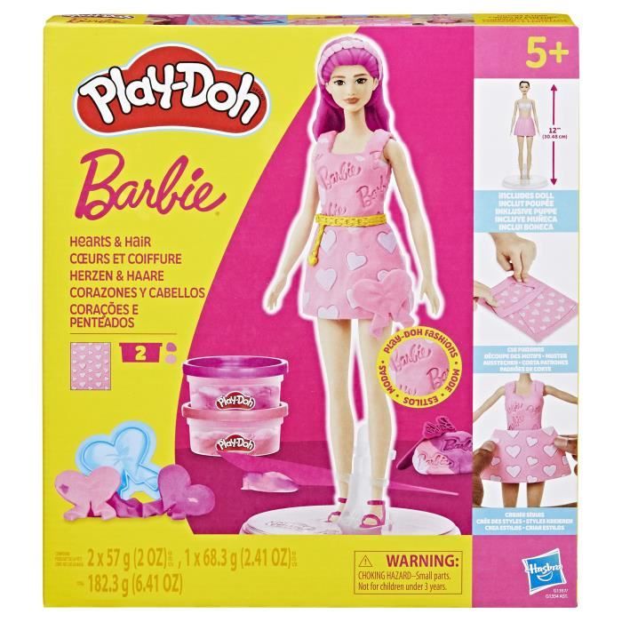 Play Doh Barbie Cœurs et Coiffure Coffret de pâte à Modeler
