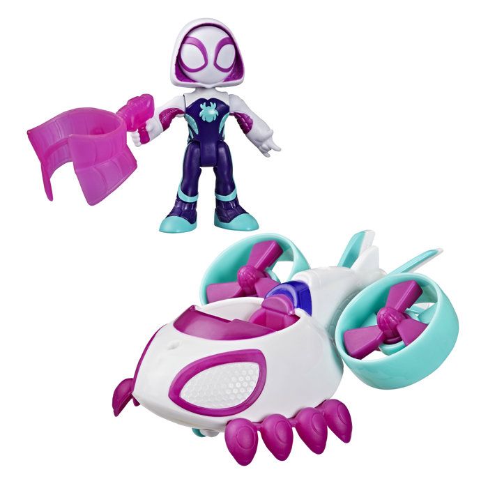 Véhicule Hélico de Ghost-Spider avec figurine de 75 cm et accessoire jouets pour enfants dès 3 ans Spidey et ses Amis Extraordin