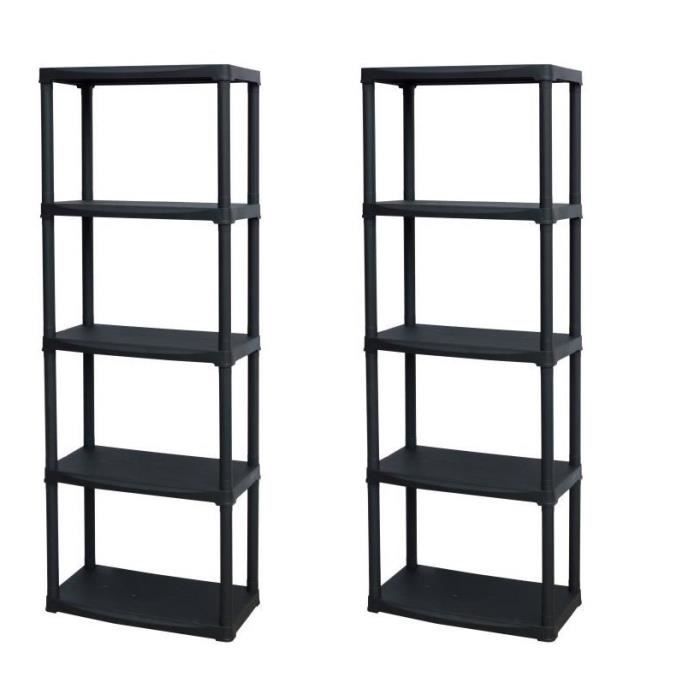 Tood Lot De 2 Etageres En Resine 5 Tablettes 60 X 30 X 76 Cm
