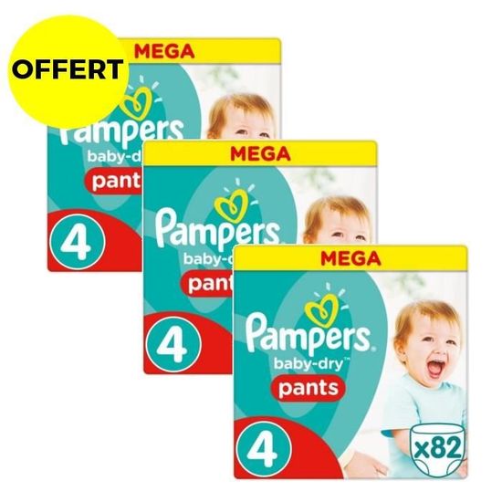 PAMPERS  Baby Dry Pants Taille 4 - 246 couches - Format Mega x3