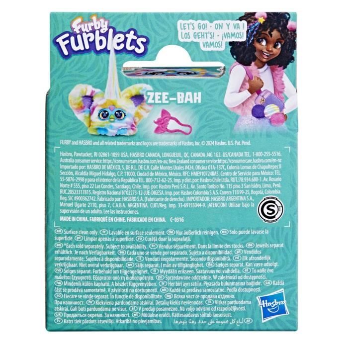 Furby Furblets Zee-Bah | Minipeluche Cebra Arcoíris | 45+ Sonidos Y Melodías | Clip De Llavero | Interactivo Con Otros Furblets