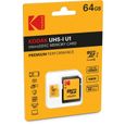 KODAK Class10 U1 Carte mémoire microSDHC - 64 GB - Avec adaptateur-0