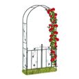 Relaxdays Arche de rosiers porte, Arcade, treillis plantes grimpantes, tuteur métal, 230 x 113,5 x 36,5 cm, vert foncé-0