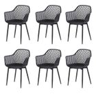 DORAFAIR 6pcs Chaises, chaises pour salle à manger, salon, terrasse, jardin, chaise de maison, 52x57x85cm, plastique+fer, noir