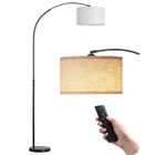 EDISHINE Lampadaire à arc, hauteur et orientation réglables, télécommande & contrôle pédale, ampoule E27 fournie, noir