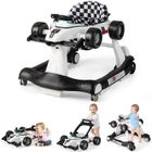 DREAMADE Trotteur Bébé Evolutif 3 en 1 Pliable avec Hauteur Réglable, Musique et Lumière, Forme de Voiture, pour 6-18 Mois, Blanc