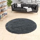 Tapis Shaggy - PERGAMON - Ronde - Anthracite - 200x200 cm - Intérieur