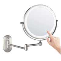 Miroir de Maquillage éclairé par LED Grossissement 10X double face 8 Pouces Pivotant à 360° Fixation Murale