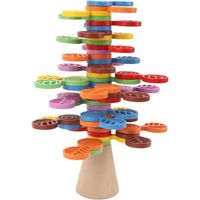 Jouet d'arbre coloré Empilable,Jeu D'équilibre en Bois Bloc de Construction Jouet de Bloc D'équilibre Jouets de Construction Jouets