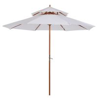 Parasol en Bois peuplier Droit - Outsunny - 2 Toit Polyester 180 g/m² - dia. 2,7 x 2,6H m - Blanc