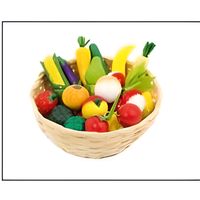 Corbeille de fruits et légumes en bois - GOKI - 24 pièces - Jouet d'imitation en bois