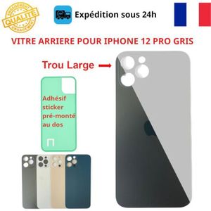 VITRE ARRIÈRE IPHONE 12 Pro (AVEC LOGO)grand trou Graphite (Neuf avec