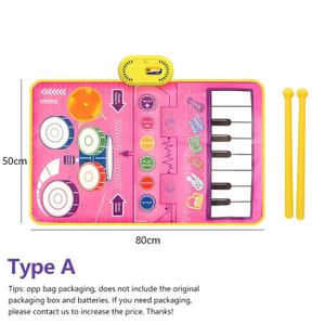 PIANO Polymères de piano 2 en 1 pour enfants,clavier de piano,batterie de jazz,tapis de jeu tactile,bébé,tout-petits- Type A-80X50cm