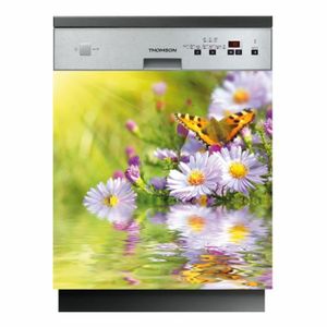 Sticker lave vaisselle Fleurs Papillons 60x60cm Réf 163