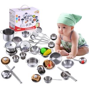DINETTE - CUISINE 25pcs jouets de cuisine en acier inoxydable sans danger ustensiles de cuisine pour les enfants STR