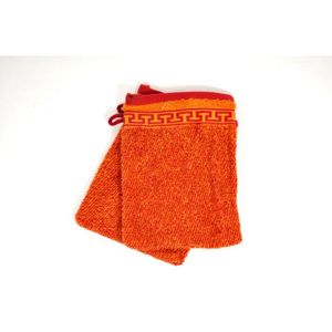 GANT GOMMAGE - MASSAGE Lot de 2 gants de toilette 100% coton orange GRECO