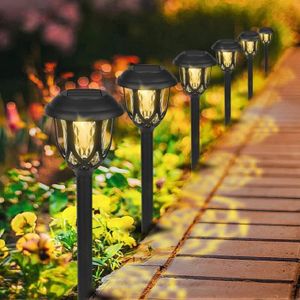 DÉCORATION LUMINEUSE Lot de 6 lampes solaires de jardin étanches à LED pour extérieur Blanc chaud Décoration lumineuse solaire Stake Éclairage pour[614]