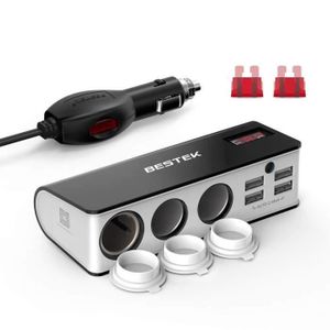 Affichage LED Voltm/ètre 2 Ports USB Interrupteur MASO Multiprise USB Rallonge Allume Cigare 12V et 24V Adaptateur Chargeur Voiture Camion Bateau avec Double Prises Allumes-Cigare