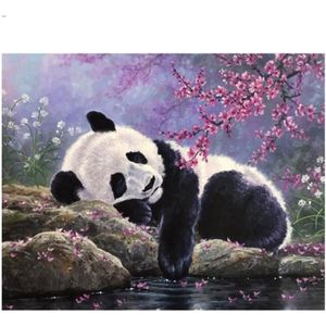 Wuayi Rose Panda Mignon Chaussures à talons hauts 5d DIY Broderie Strass Collez-le Croix pour Home Décoration murale Art As Shown E Diamant Peinture Kits complet 30*30cm