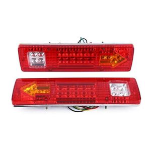 PHARES - OPTIQUES Qiilu Lampe arrière 2 x 12V 19 LED Feux Arrières Lampe de Frein Arrière Clignotant Arrêt pour Voiture Camion Rouge