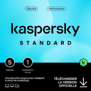 ANTIVIRUS À TELECHARGER Kaspersky Standard 5 Postes/ 1 An - Version Téléch