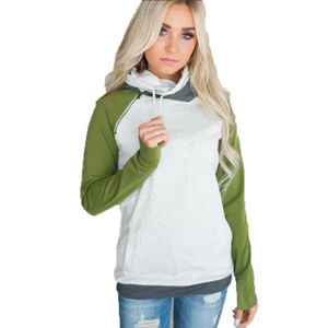 SWEATSHIRT Sweatshirt femme Bloc de couleur d'épissage Col en V Hotte de mode Sweatshirt slim,Vert 