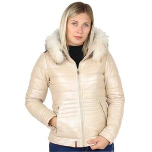 doudoune beige fourrure femme