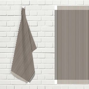 Now Designs Lot De 3 Torchons De Cuisine Floursack Noir/Huître/Blanc - Coton Absorbant 50,8 X 76,2 Cm