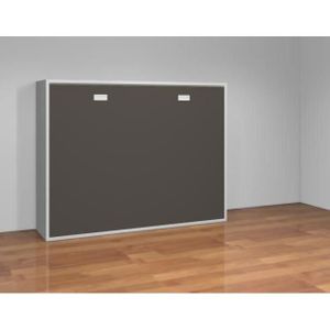 Teo Armoire Lit Escamotable 140 Cm Blanc Mat Ardoise Achat