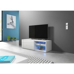 Meuble TV blanc design 200 cm à LED Clost